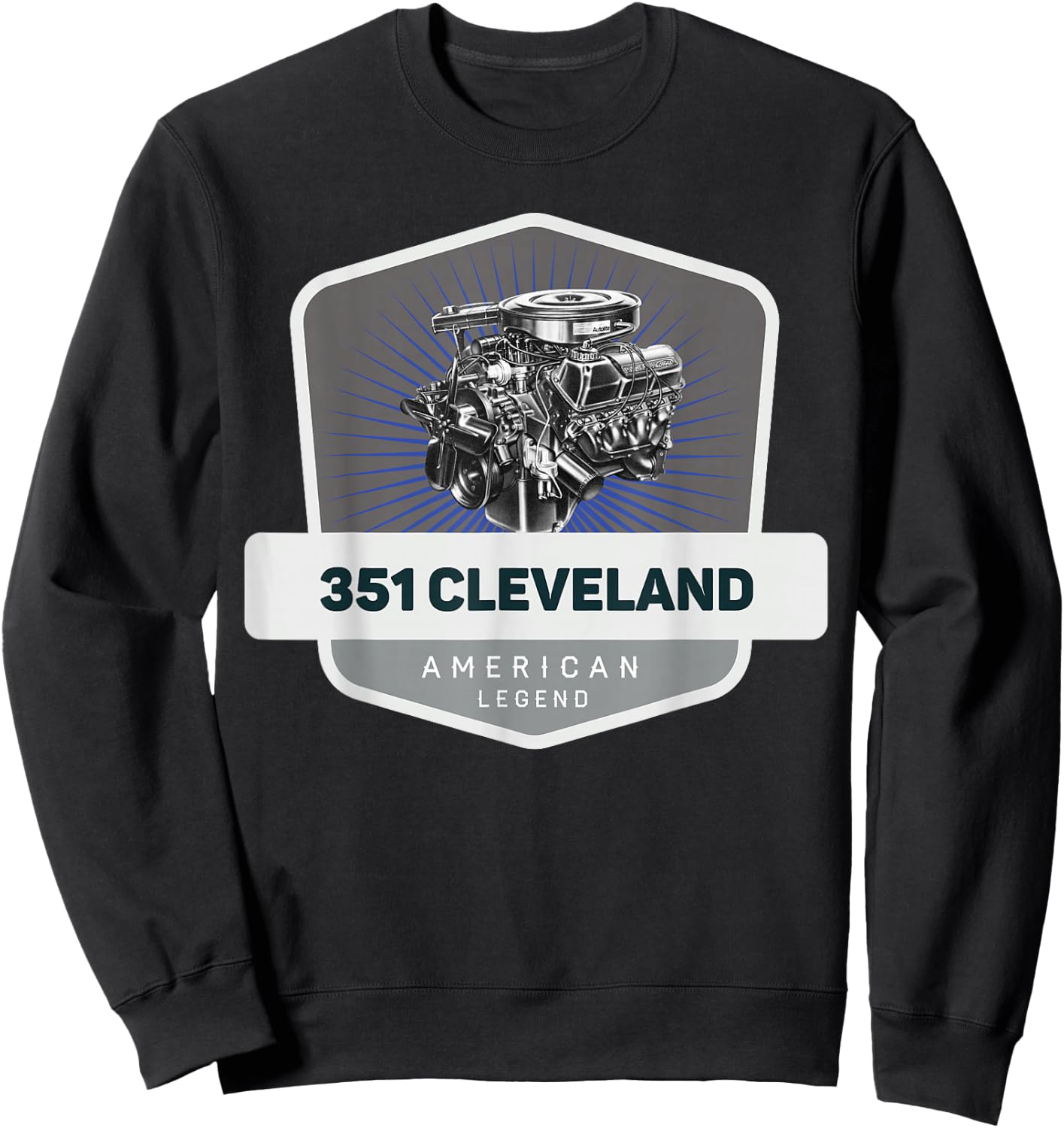 351 Cleveland V8 Muscle Car Legend Engine Retro Logo Retro Sweatshirt - Sweatshirt | Black