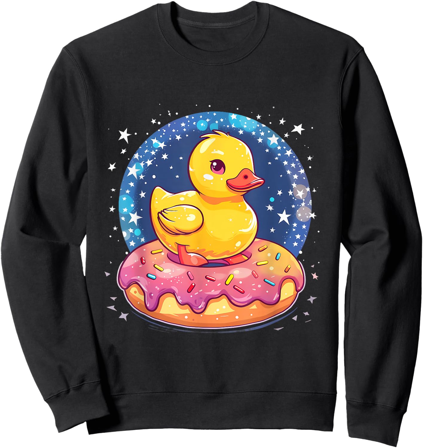 Rubber Duck Donut Watercolor Rubber Duckling Duck Lover Sweatshirt - Sweatshirt | Black
