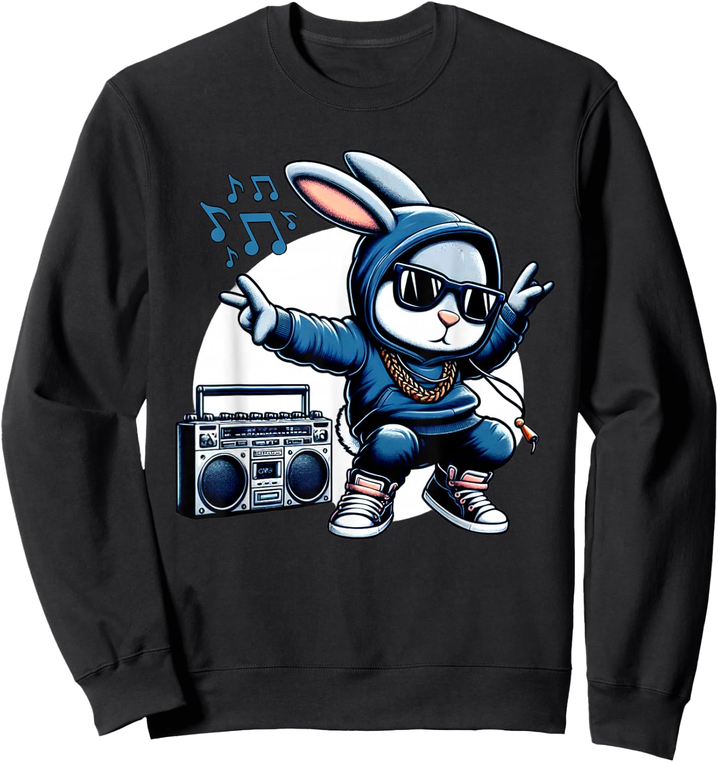 Thug Bunny Gangster Rabbit Break Dancing 80's Dance Rabbit Sweatshirt - Sweatshirt | Black