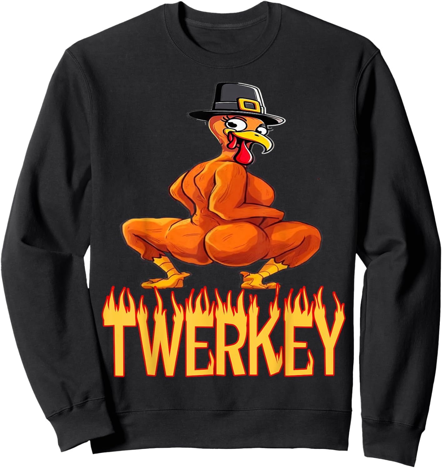 Twerkey Twerk Twerking Funny Dancing Turkey Thanksgiving Sweatshirt - Sweatshirt | Black