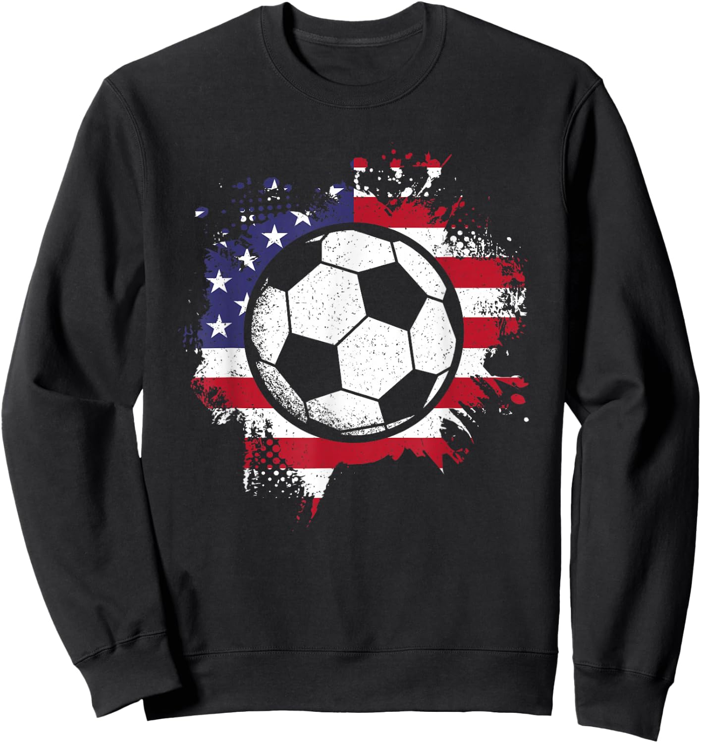 American Flag Soccer Ball Soccer Player Men Women Kids Sweatshirt - Sweatshirt | Black