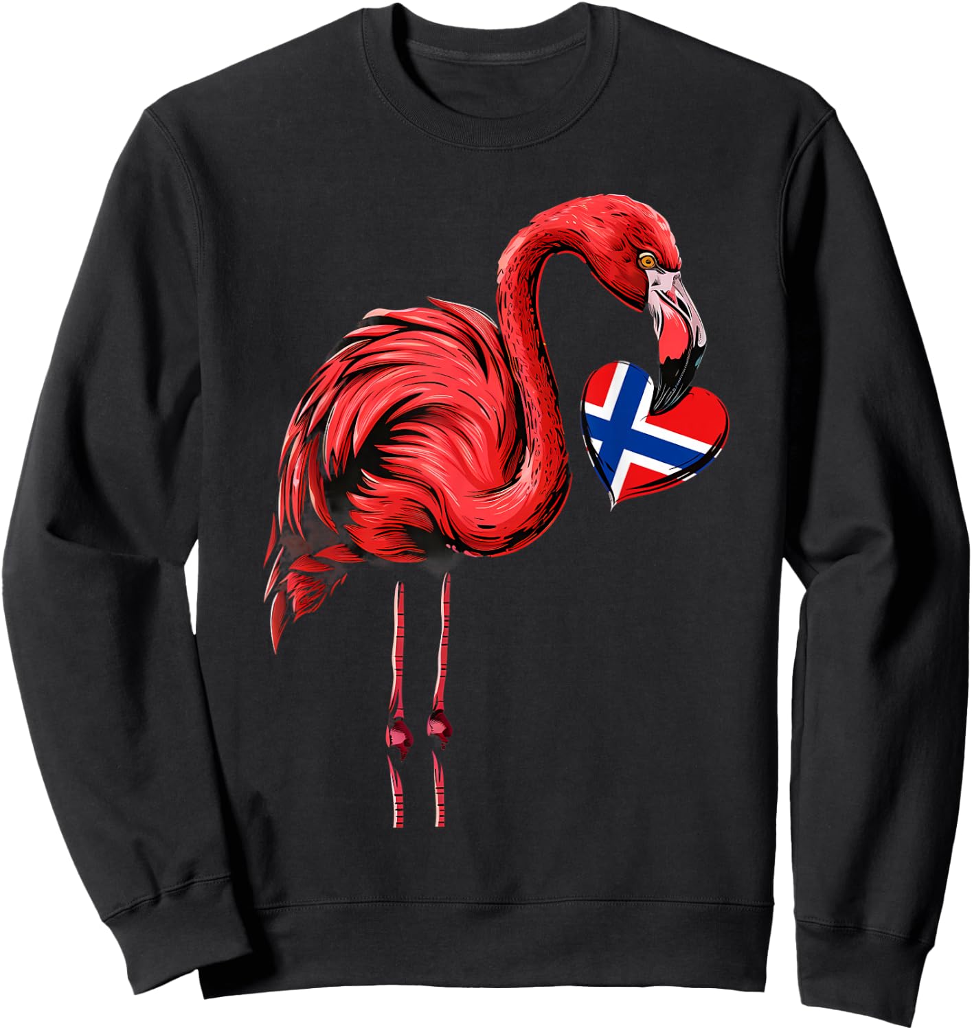 Norway Flamingo Heart Norwegian Pride Norwegian Flag Sweatshirt - Sweatshirt | Black
