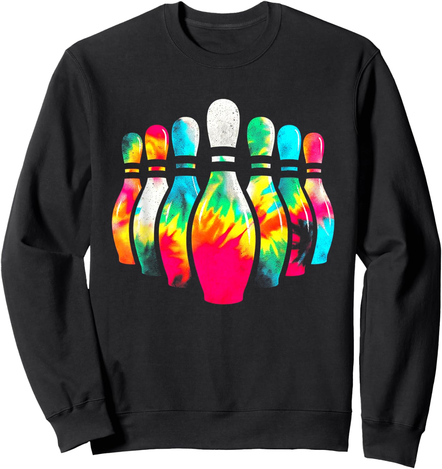 Bowling Pins Tie Dye - Vintage Bowling League Sports Lover Sweatshirt - Sweatshirt | Black