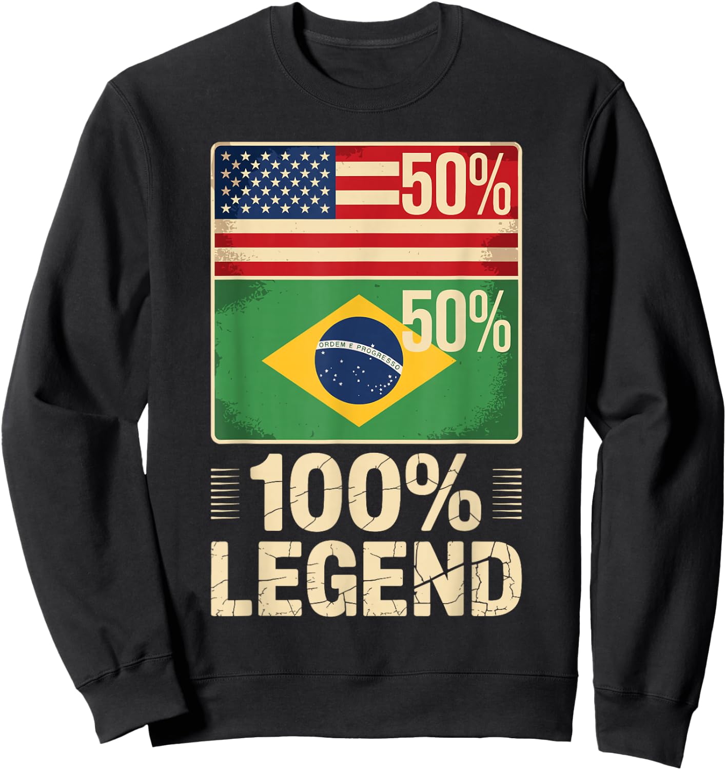 American Brazilian USA Brazil America 100% Legend Sweatshirt - Sweatshirt | Black