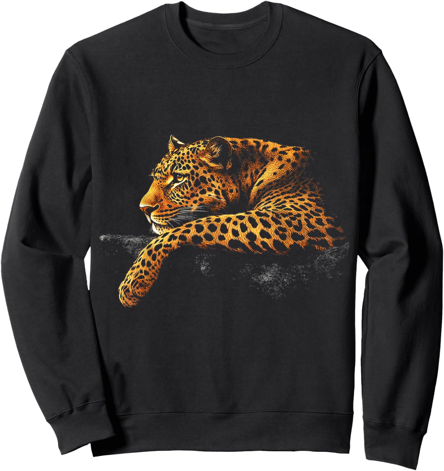 Leopard Animal Graphic Artwork Leopard Sweatshirt - Sweatshirt | Black