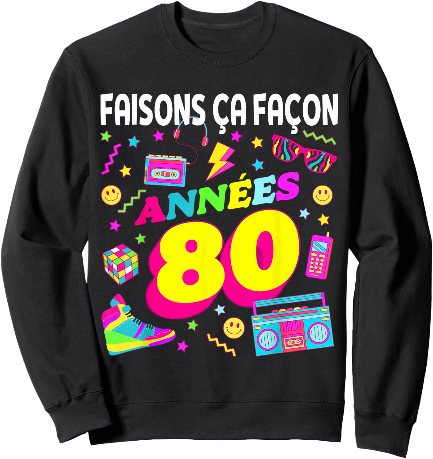 Party 80s Birthday Party 80s Retro Style , Black, S Sweatshirt - Sweatshirt | Black