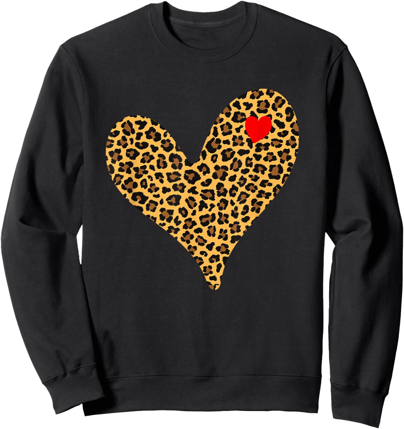 Heart Leopard Print - Cheetah Heart Sweatshirt - Sweatshirt | Black