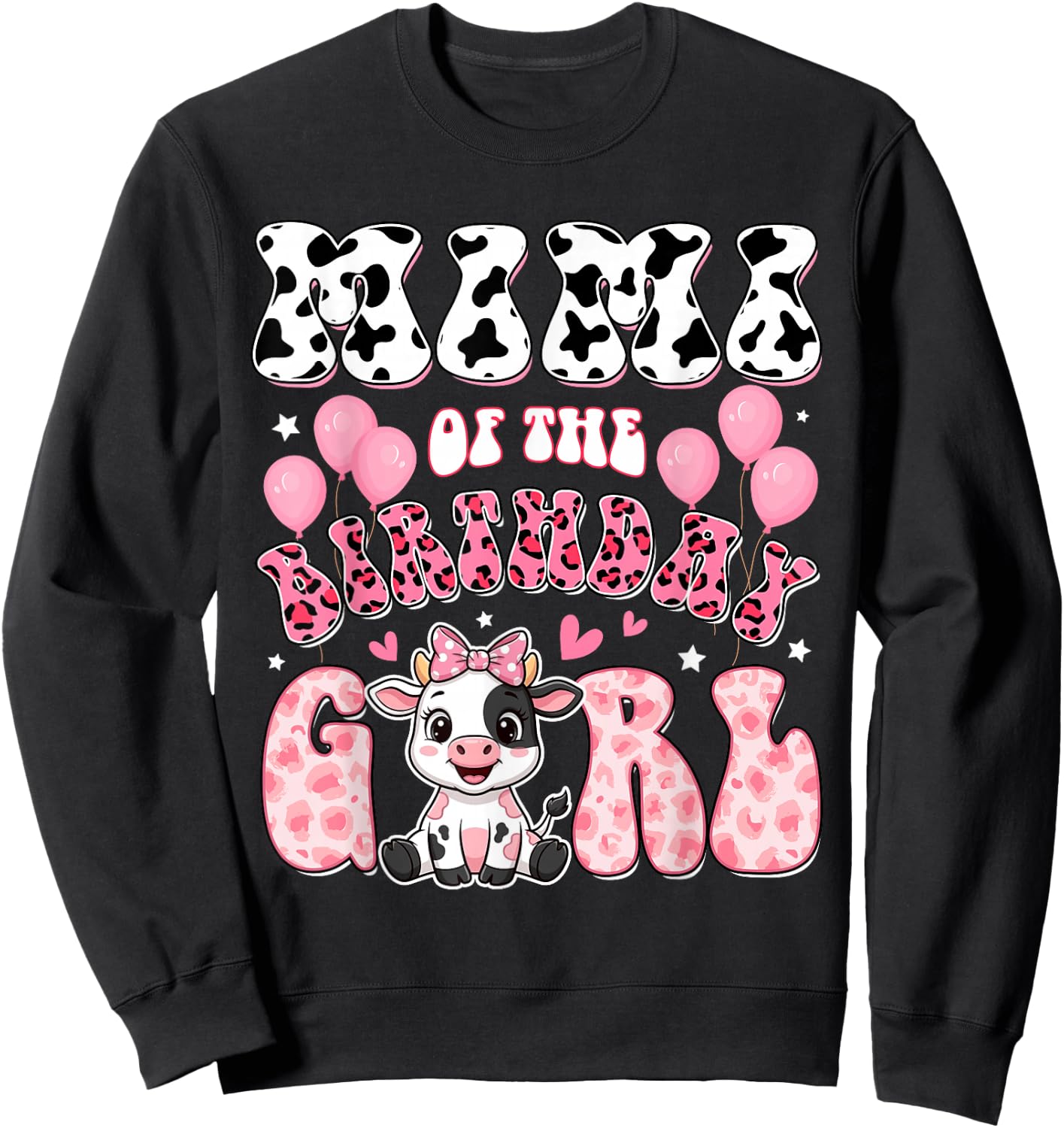 Mimi of The Birthday Girl Cow Farm Family 1St Birthday Sweatshirt - Sweatshirt | Black