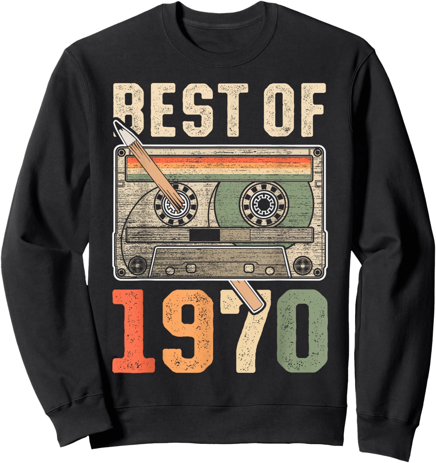 Best of 1970 Old Cassette 56th Birthday Retro Sweatshirt - Sweatshirt | Black