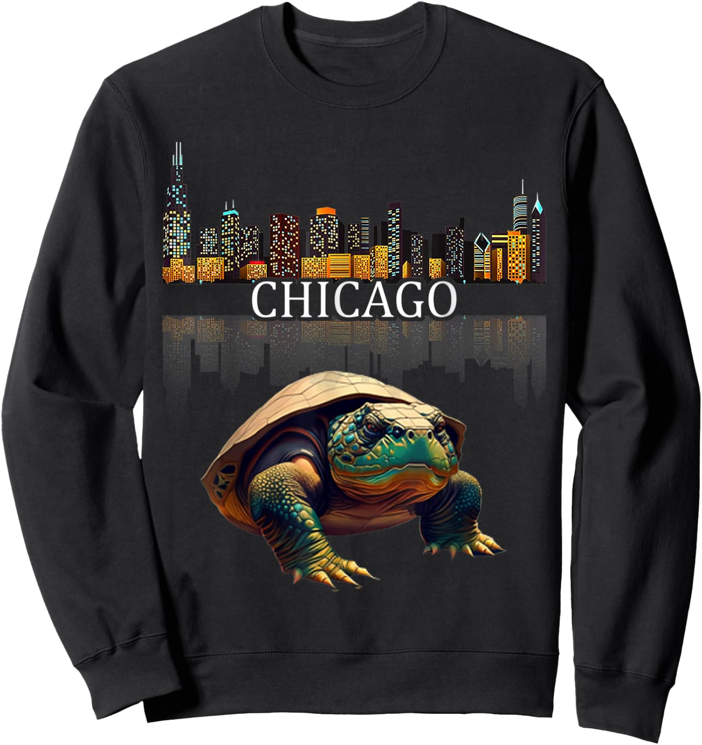 Giant Snapping Turtle Chicago River Sweatshirt - Sweatshirt | Black