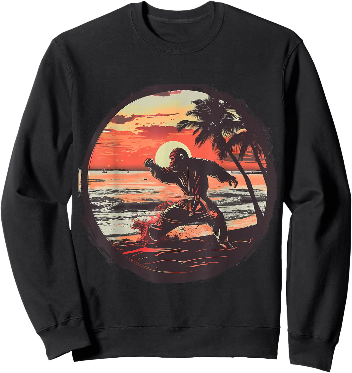 Karate Monkey Sunset Jiu-Jitsu MMA Martial Arts Kickboxing Sweatshirt - Sweatshirt | Black