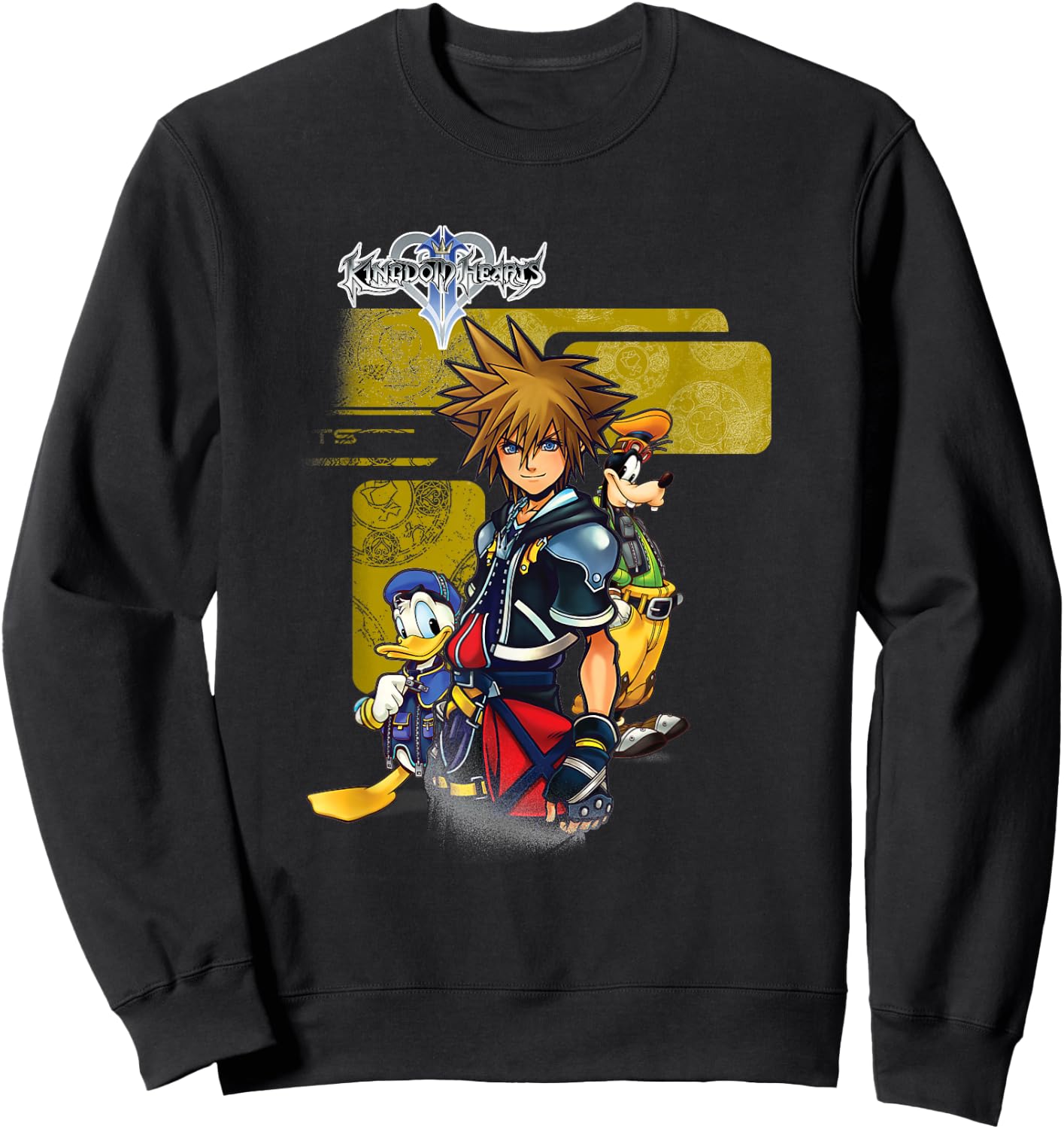 Disney Kingdom Hearts Kingdom Warriors Tiles Chest Portrait Sweatshirt - Sweatshirt | Black