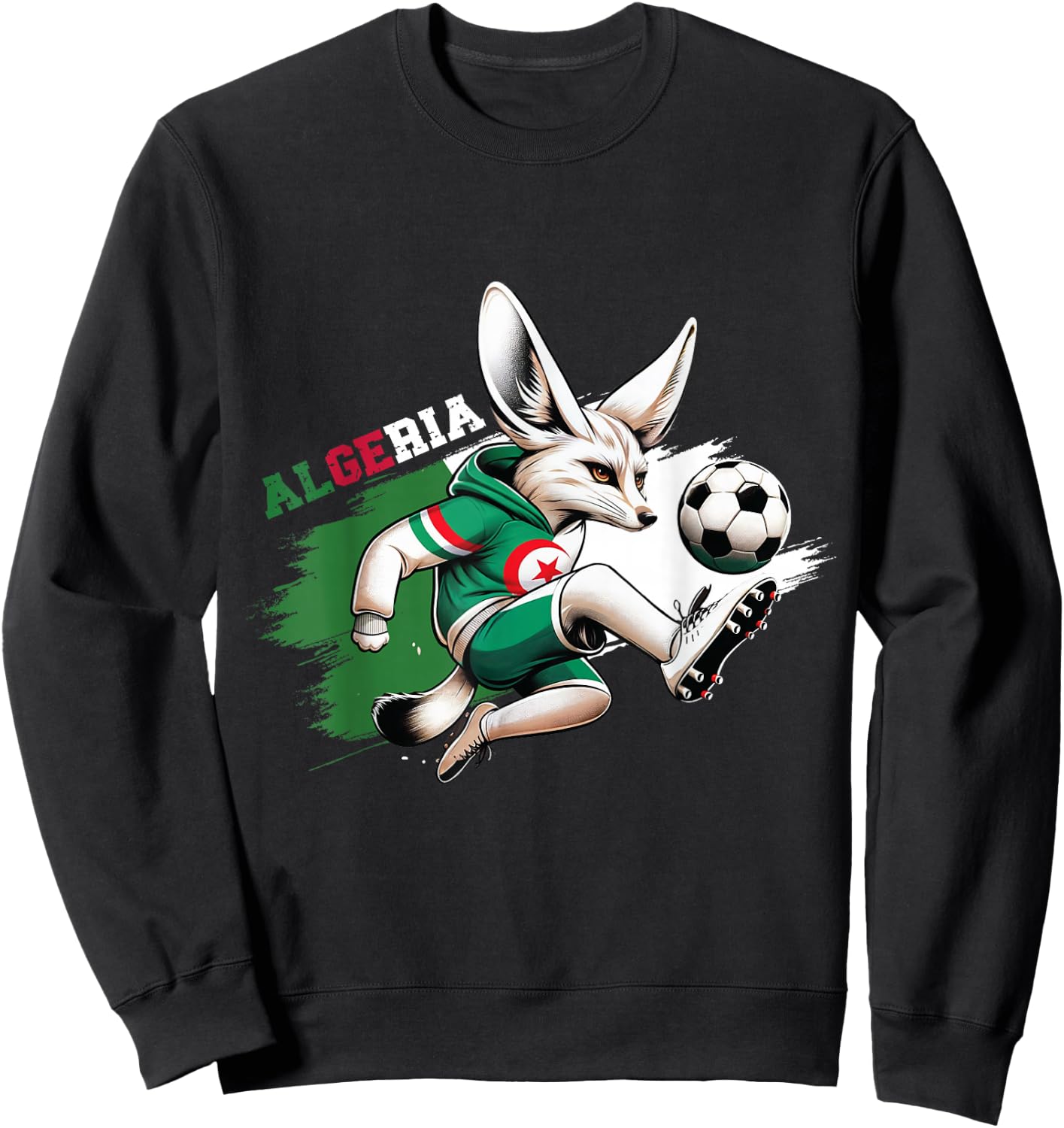 Fennec Algerian Flag Football Gift Jersey Dz , Black, S Sweatshirt - Sweatshirt | Black
