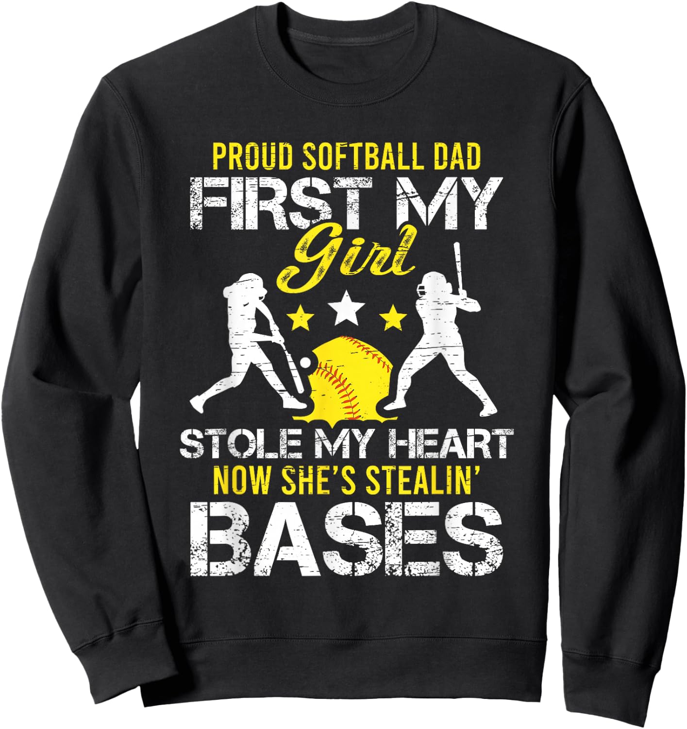 Proud Softball Dad Father Day Coach Sport Sweatshirt - Sweatshirt | Black