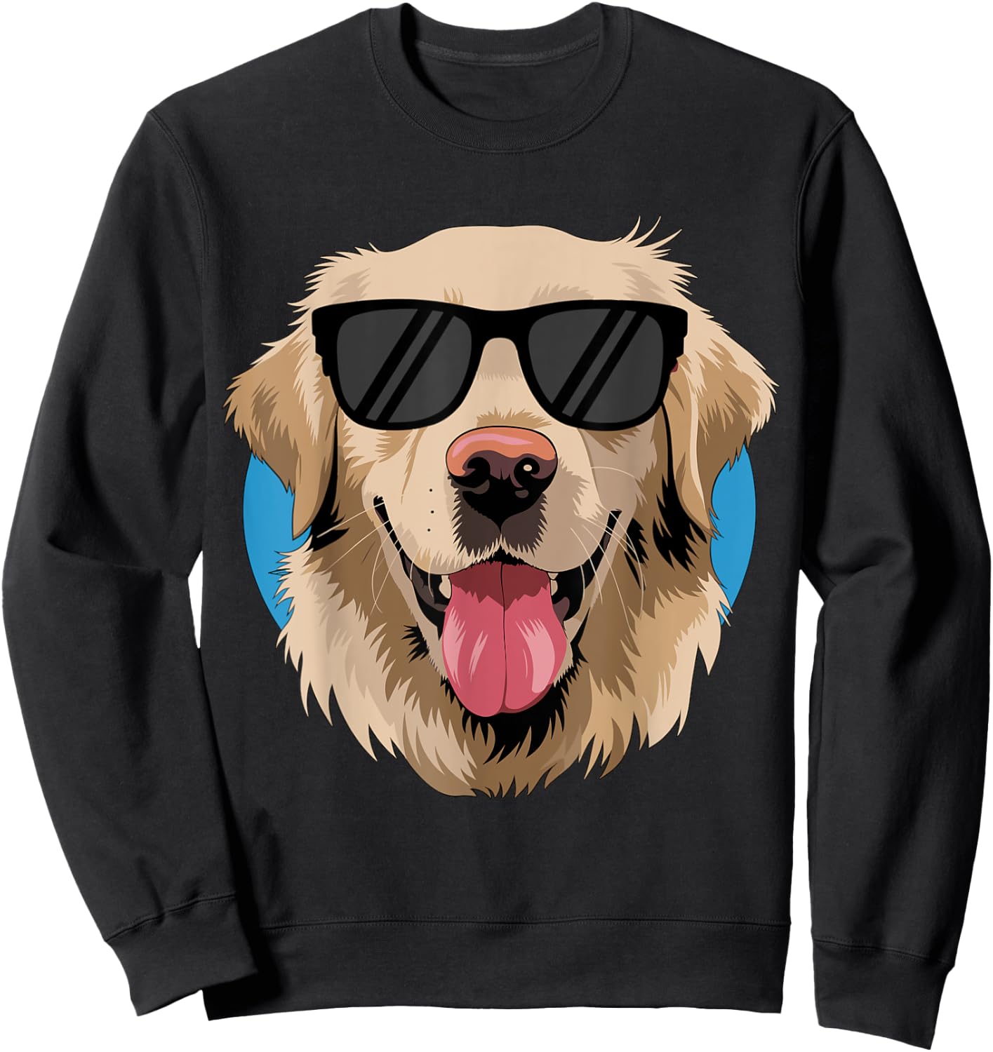 Golden Retriever with Sunglasses Sweatshirt - Sweatshirt | Black