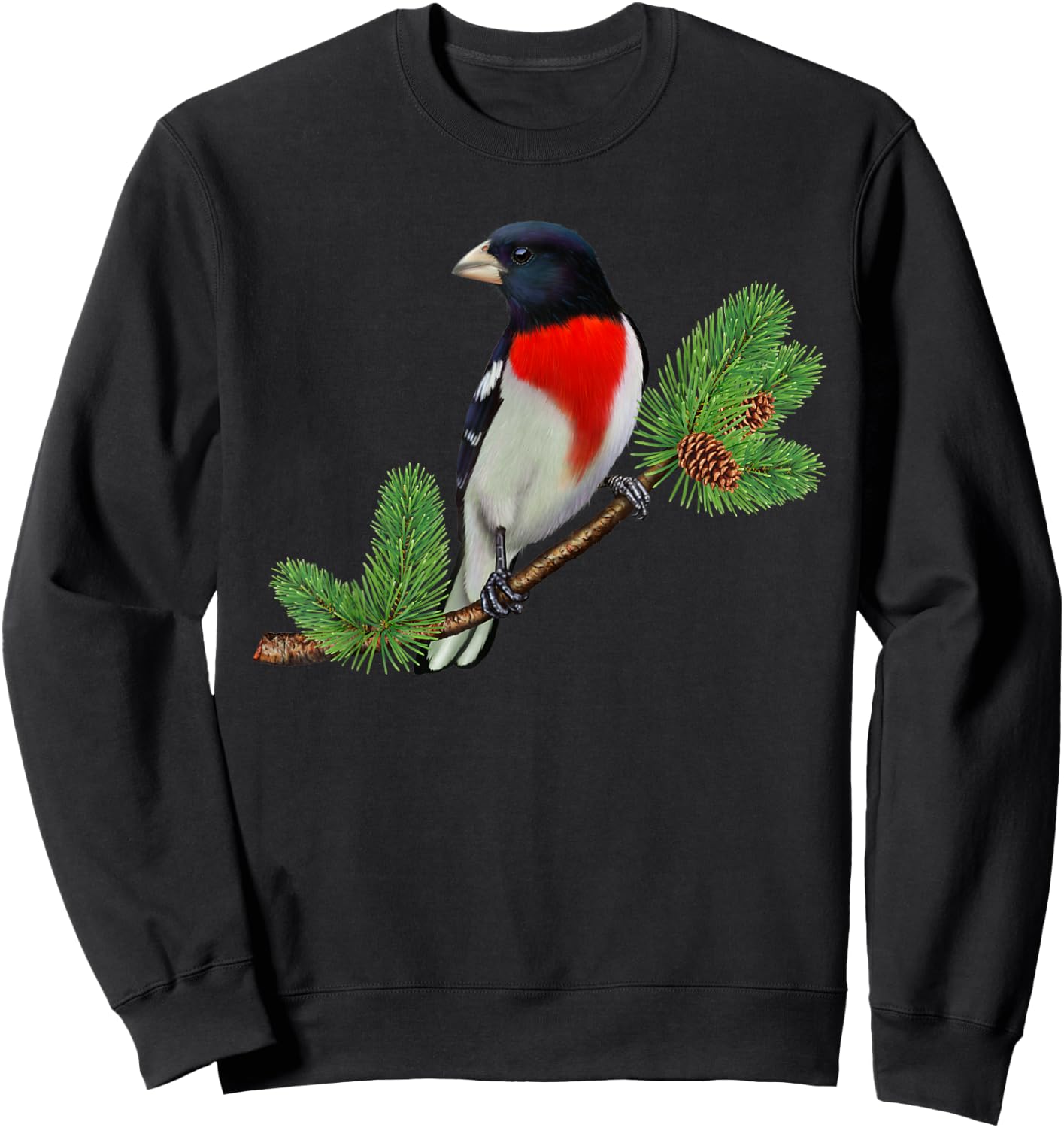 Rose Breasted Grosbeak Shirt Ornithology Bird Sweatshirt - Sweatshirt | Black