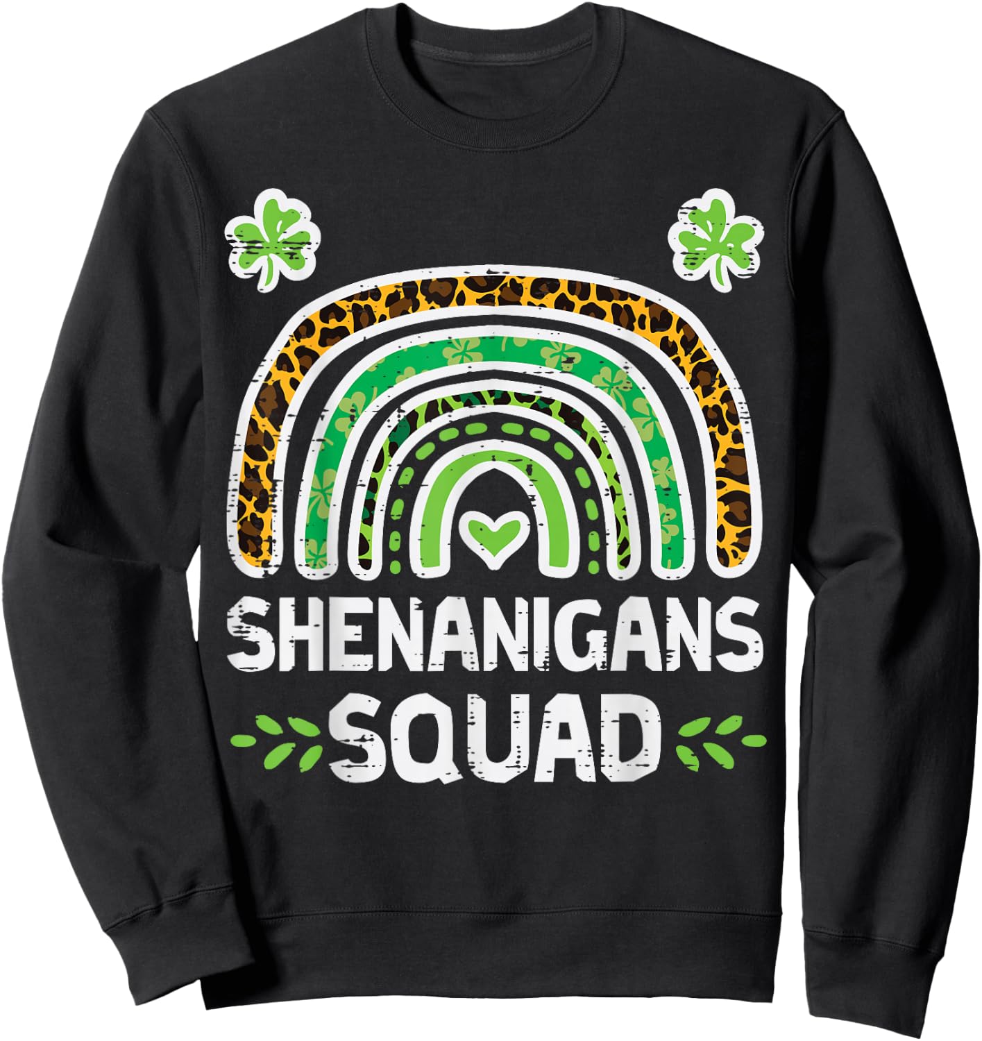 St Patricks Shenanigans Squad Leopard Rainbow Men Women Kids Sweatshirt - Sweatshirt | Black