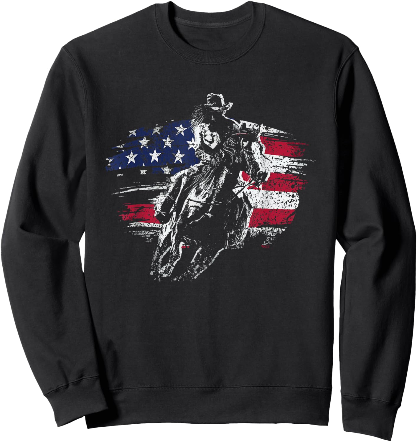 Patriotic Cowboy Rodeo Western Texas Cowboy Sweatshirt - Sweatshirt | Black