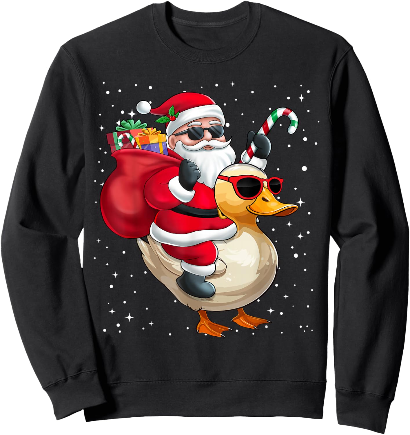 Santa Claus Riding A Duck Christmas Boy Girl Kids Sweatshirt - Sweatshirt | Black