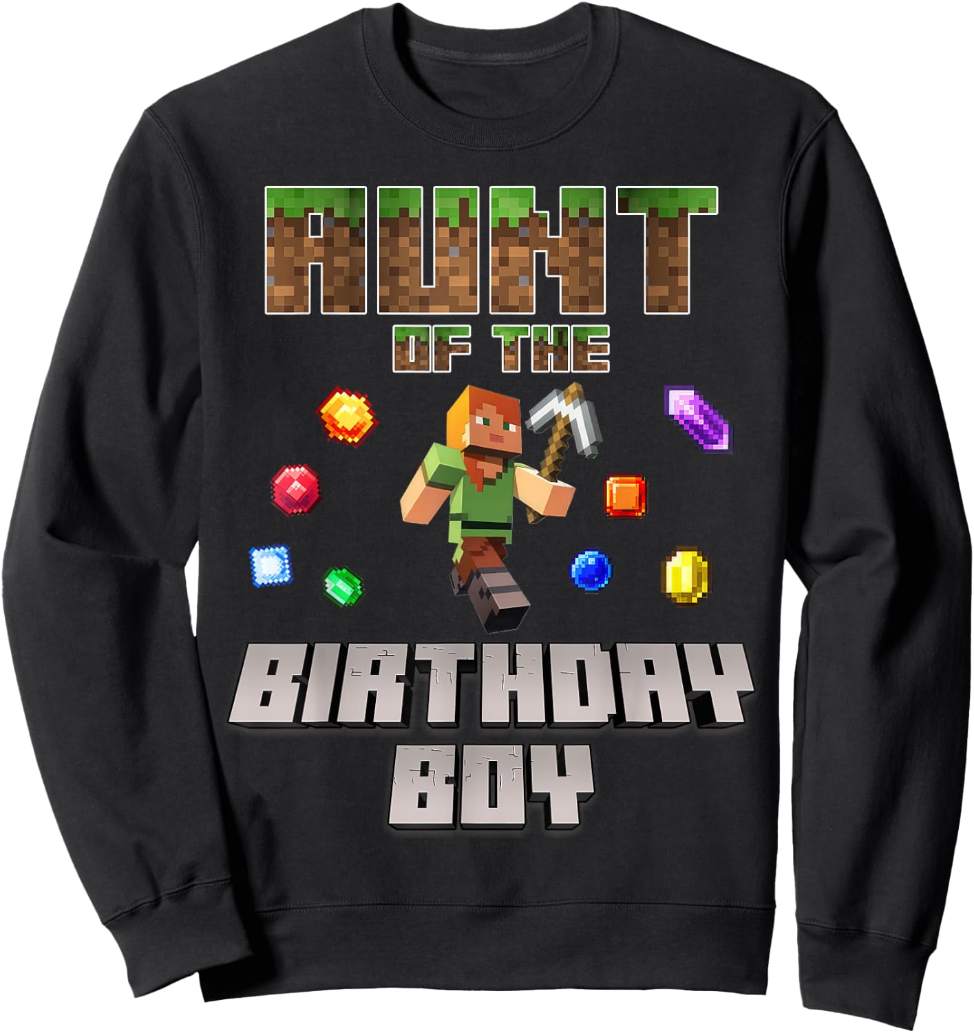 Aunt Of The Birthday Boy Video Gamer Pixel Number Sweatshirt - Sweatshirt | Black