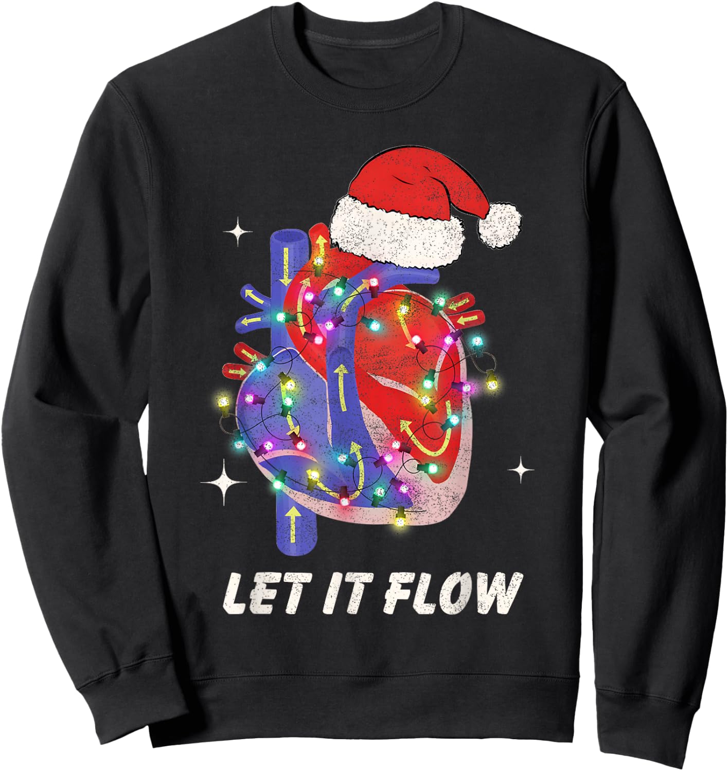 Christmas Cardiac Nurse Heart Anatomy CCU Nurse Xmas Cath L Sweatshirt - Sweatshirt | Black
