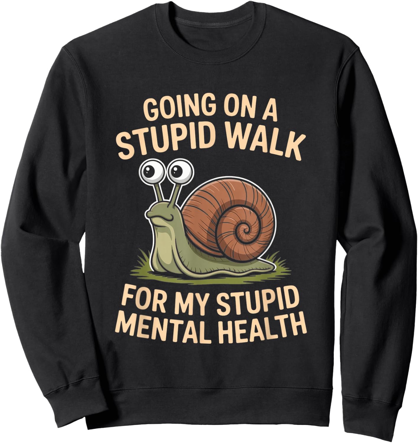 Snail Going On A Stupid Walk for My Stupid Mental Health Sweatshirt - Sweatshirt | Black