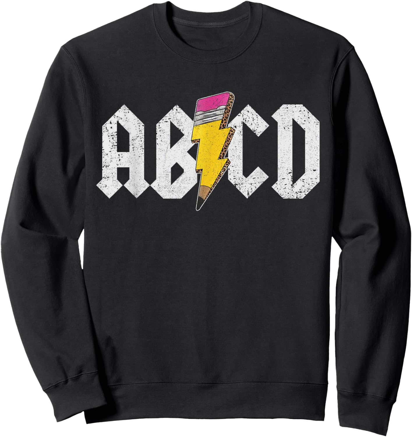 ABCD Lightning English Teacher ABC Learning Distressed , black Sweatshirt - Sweatshirt | Black