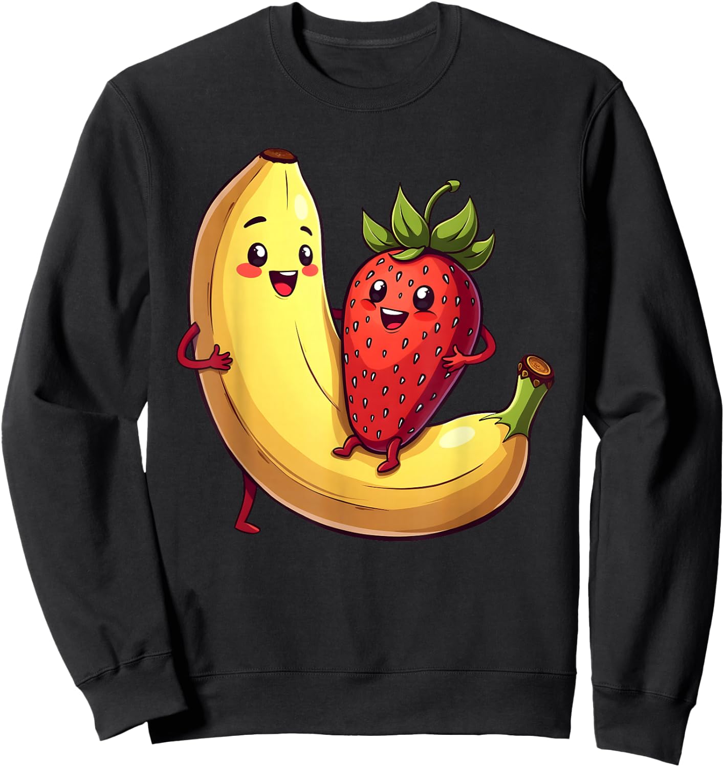 Erdbeere Banane Outfit Früchte Obst Kawaii Frucht Comic Sweatshirt - Sweatshirt | Black