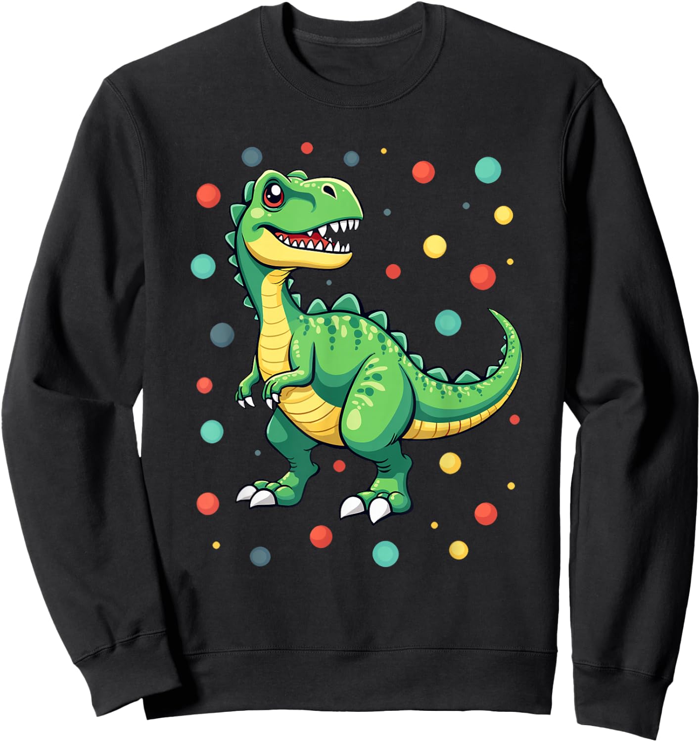 Dinosaur Trex Dino Polka Dots Polka Dot Boys Kids Youth , Black, S Sweatshirt - Sweatshirt | Black