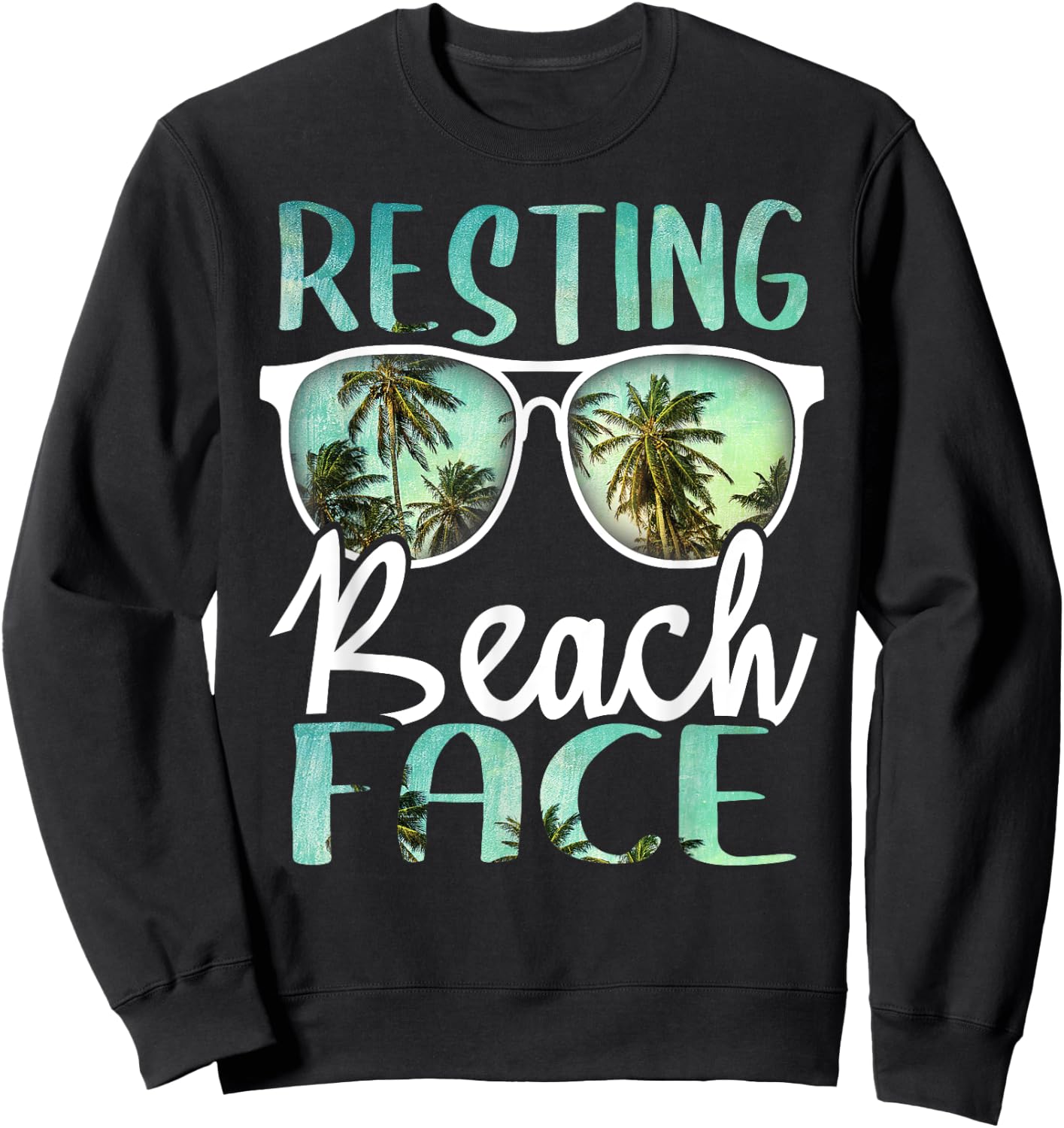 Resting Beach Face Vintage Retro Funny Beach Vacation Women Sweatshirt - Sweatshirt | Black