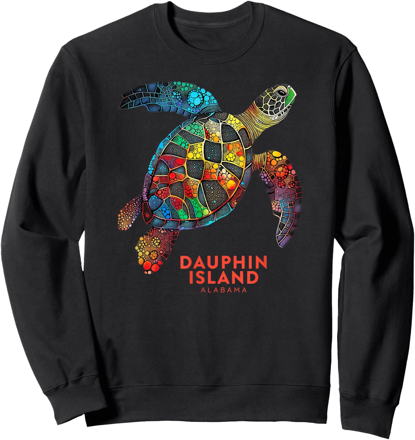 Dauphin Island Alabama Summer Vacation Sea Turtle Vintage Men Women Sweatshirt - Sweatshirt | Black
