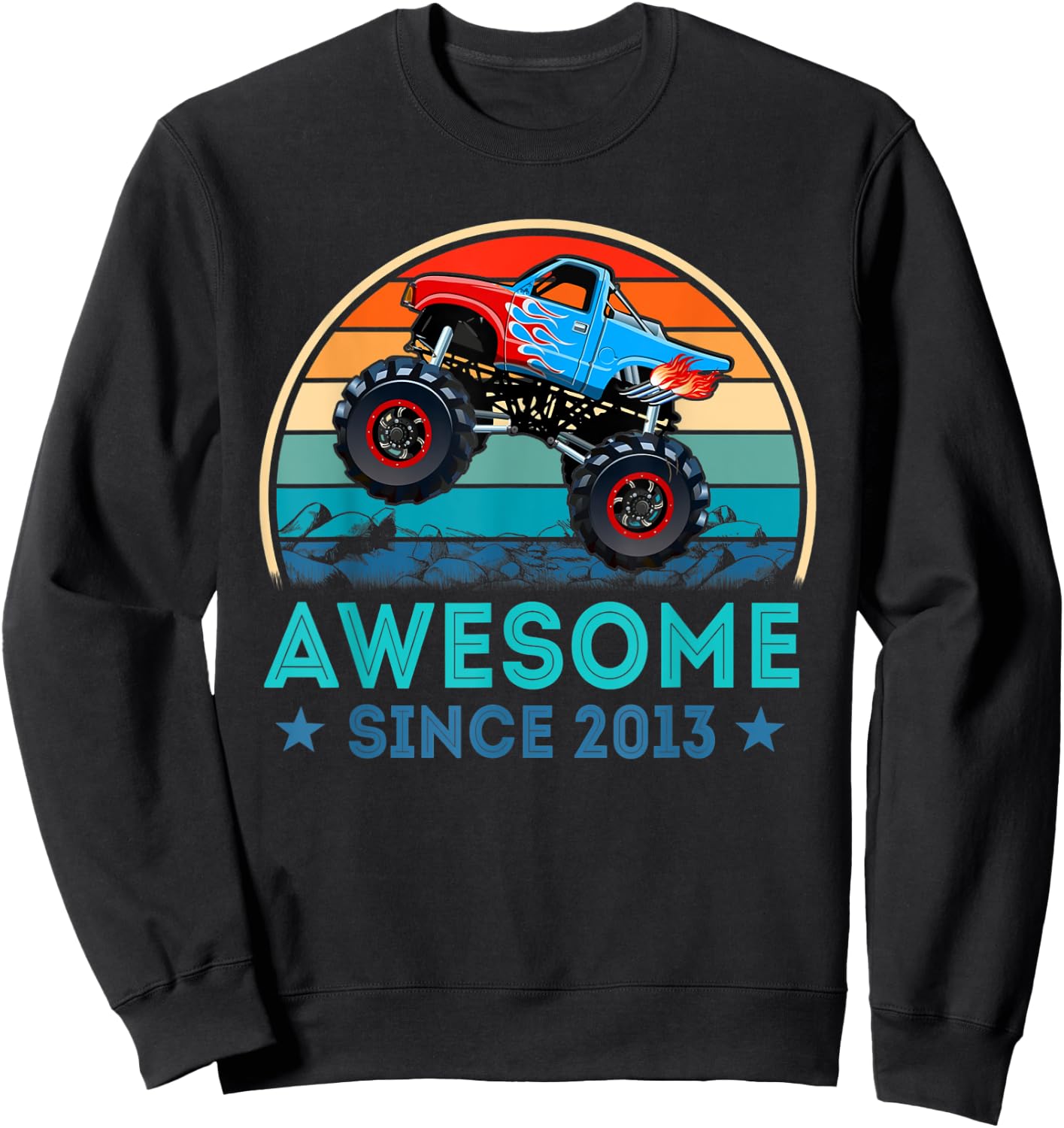 Awesome Since 2013 6th Years Old Monster Truck Shirt Sweatshirt - Sweatshirt | Black