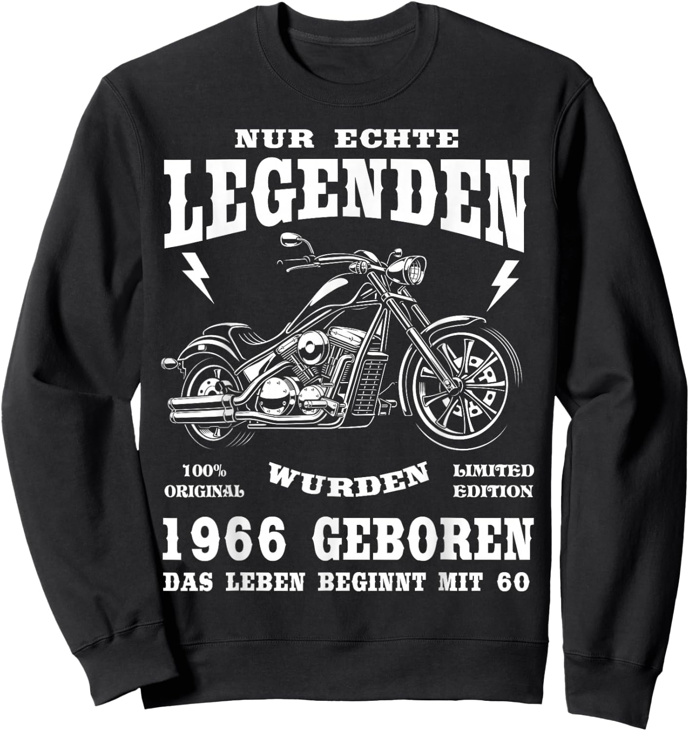 60 Geburtstag Mann Biker Geschenk Motorrad Chopper 1966 Sweatshirt - Sweatshirt | Black