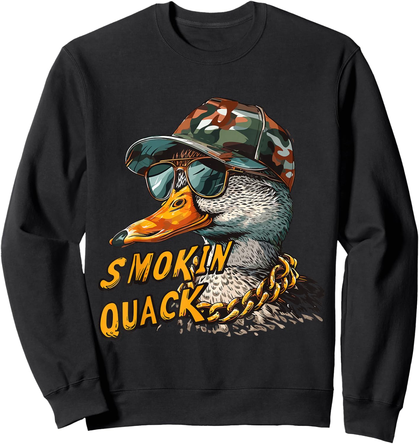Duck Hunting Smokin Quack Duck Hunting Lover Sweatshirt - Sweatshirt | Black