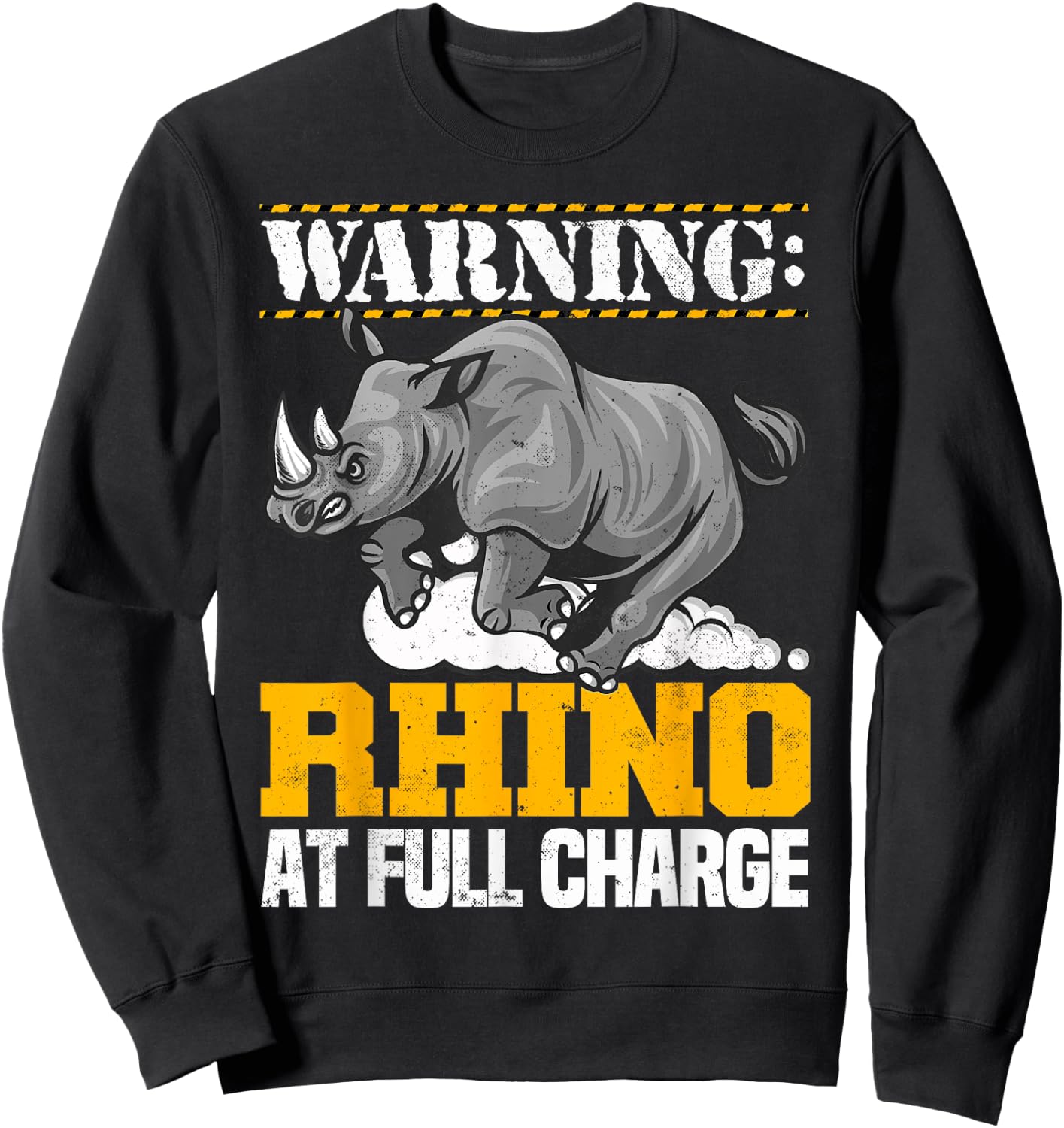 Rhino At Full Charge Cute Design For Rhino Lover Sweatshirt - Sweatshirt | Black