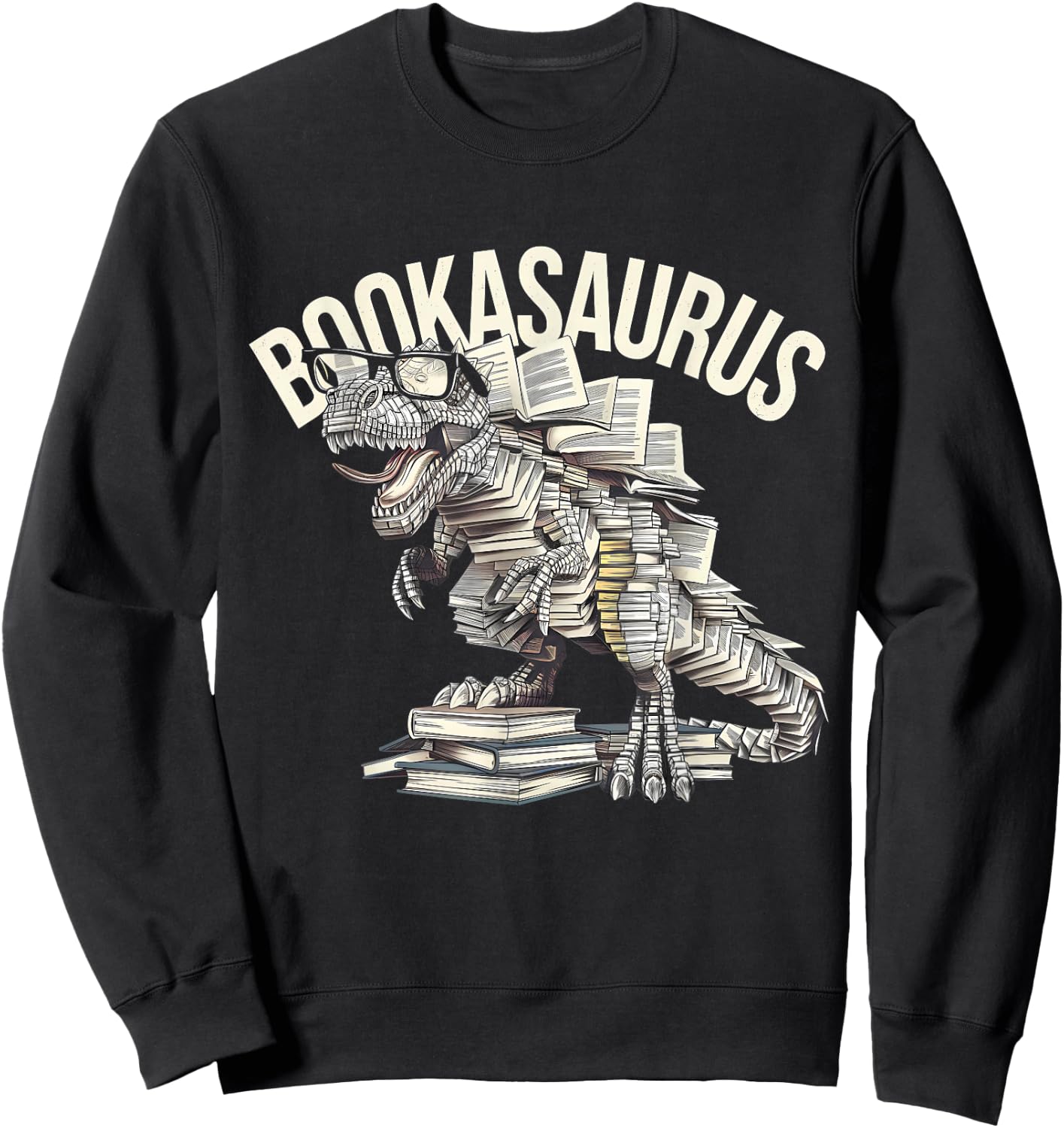 Book Dinosaur Bookworm T-Rex Dino Reading Books Funny Book Sweatshirt - Sweatshirt | Black