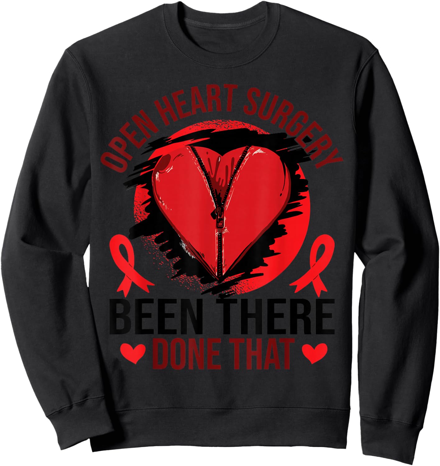 Heart Disease Awareness | Open Heart Surgery Sweatshirt - Sweatshirt | Black