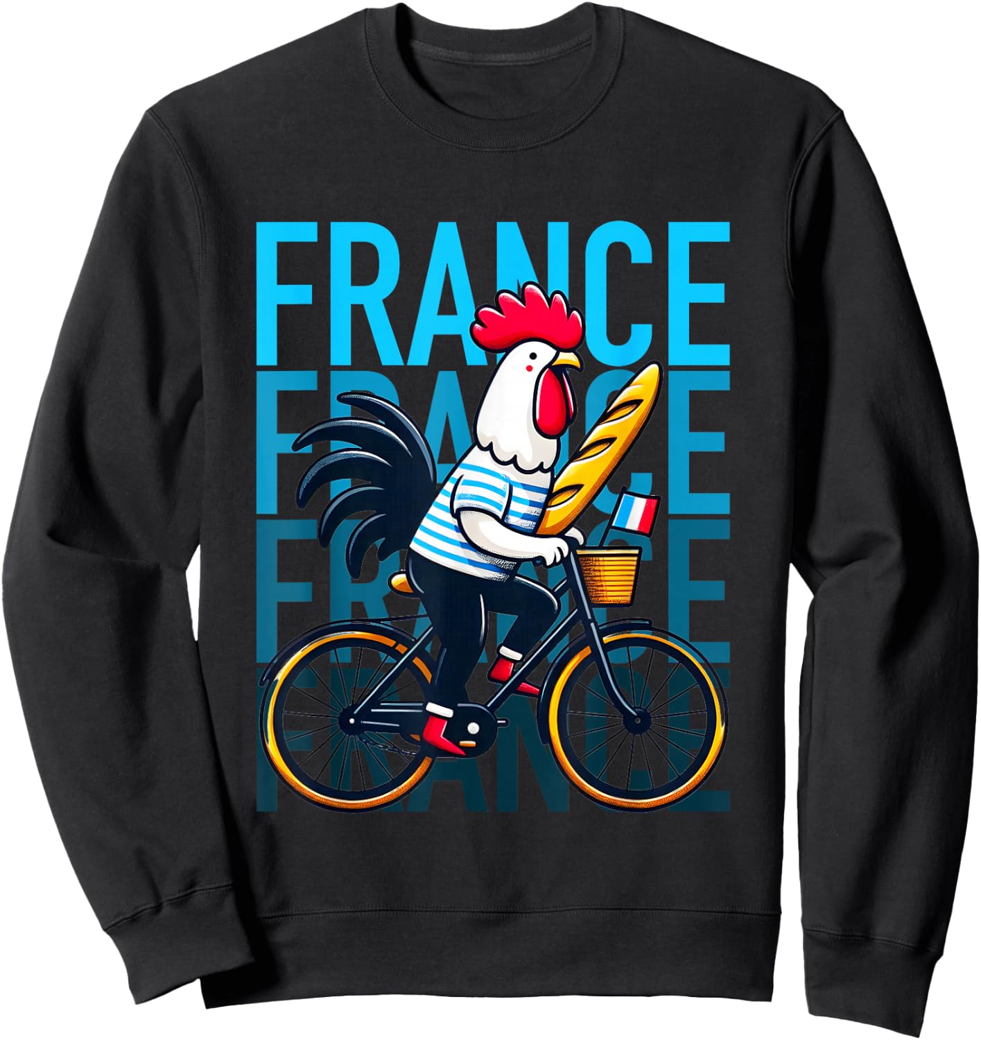 France Typical French Rooster on bicycle Humor Sweatshirt - Sweatshirt | Black