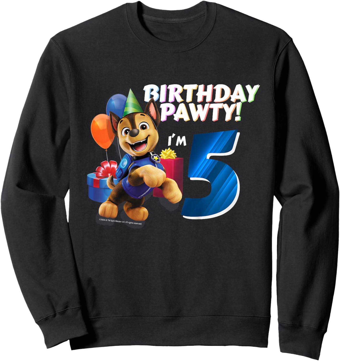 Official Paw Patrol Chase Birthday Party I'm 5 Sweatshirt - Sweatshirt | Black