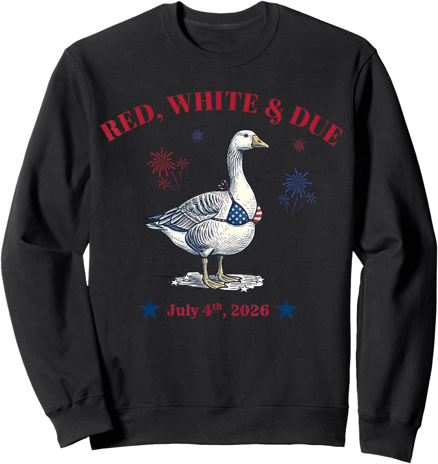 Red White and Due Silly Goose Summer Pregnant 4th of July Sweatshirt - Sweatshirt | Black