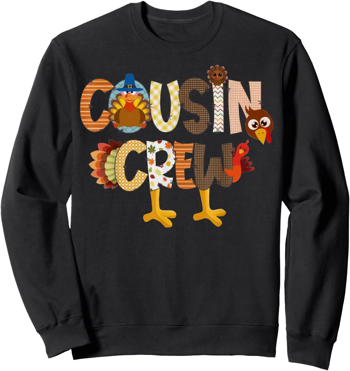 Cousin Crew Thanksgiving Family Matching Turkey Toddler Kids Sweatshirt - Sweatshirt | Black