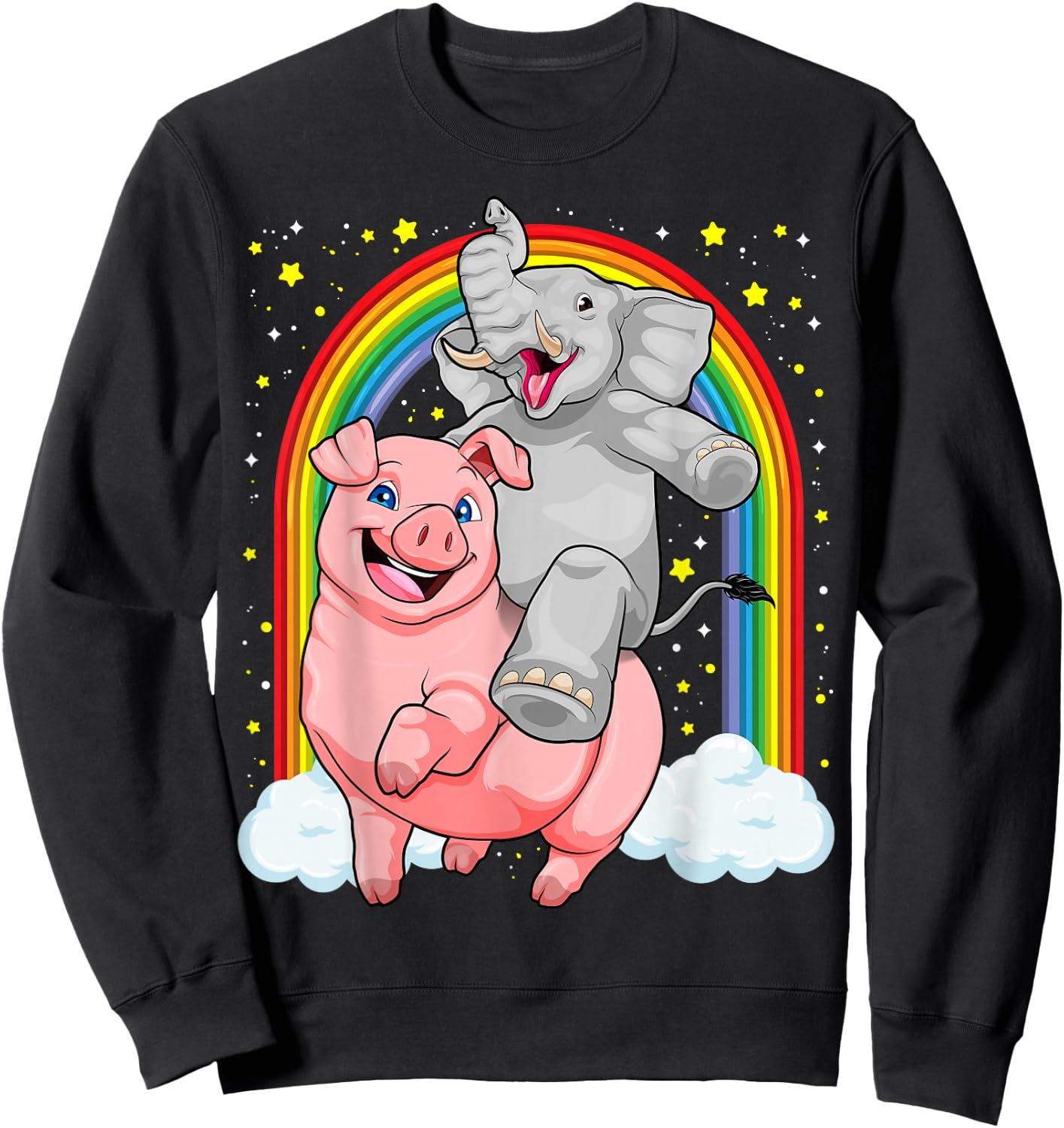 Elephant Riding Pig Funny And Magical Elephant Pig Pun Sweatshirt - Sweatshirt | Black