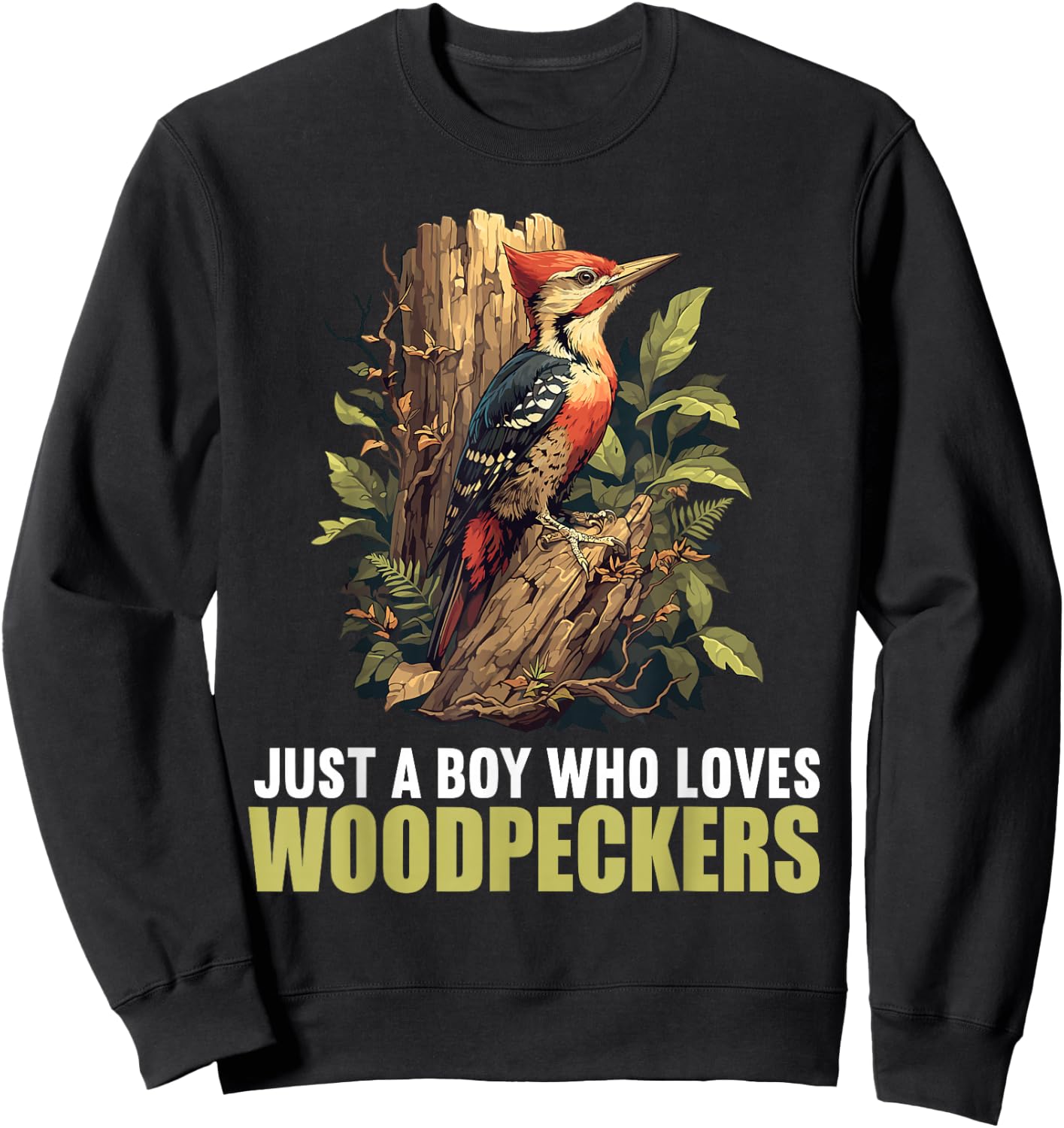 Just a Boy who loves Woodpeckers. Woodpeckers Woodpecker Sweatshirt - Sweatshirt | Black