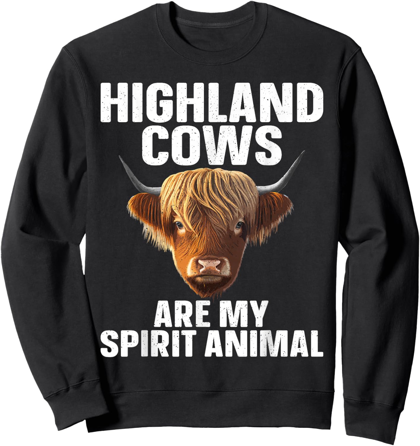 Funny Highland Cow Design Women Highlander Cow Lover Sweatshirt - Sweatshirt | Black