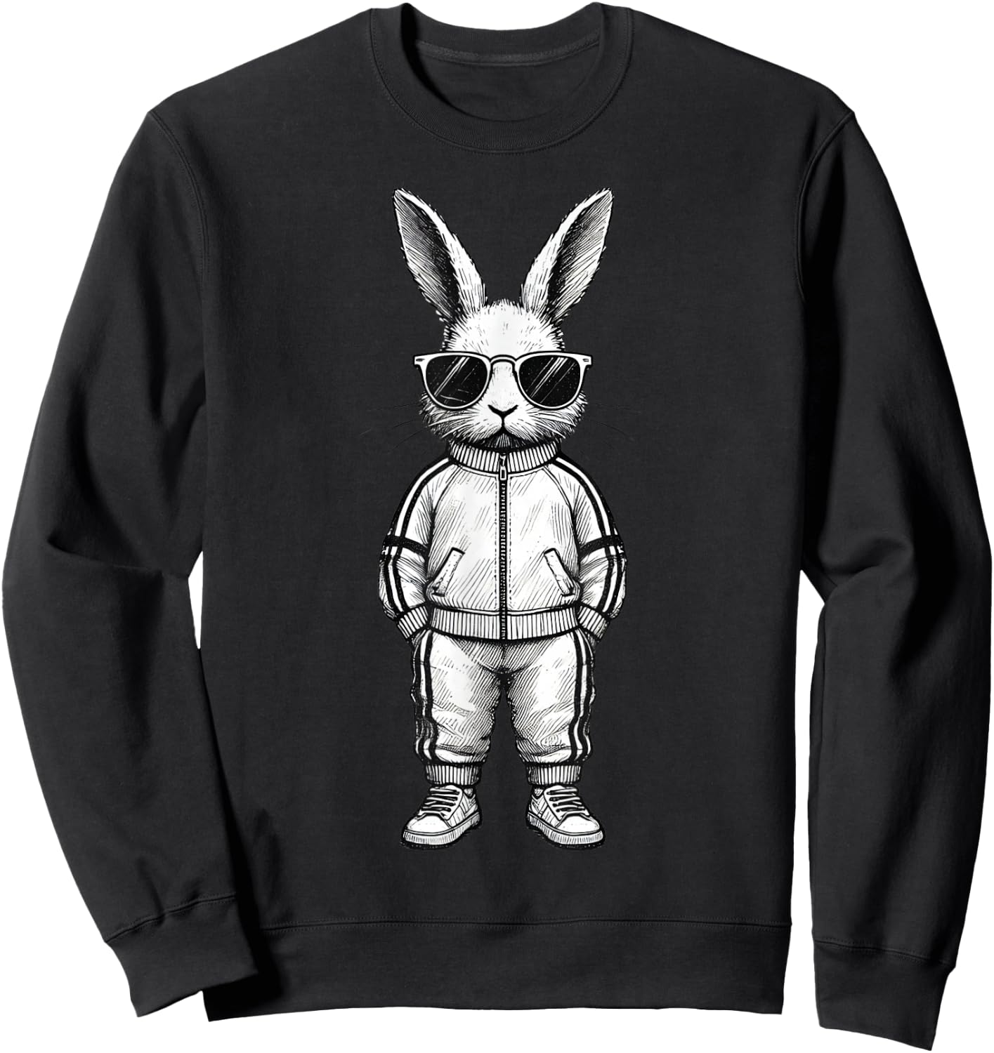 Bunny Face With Sunglasses Easter Day for Boys Men Kids Sweatshirt - Sweatshirt | Black