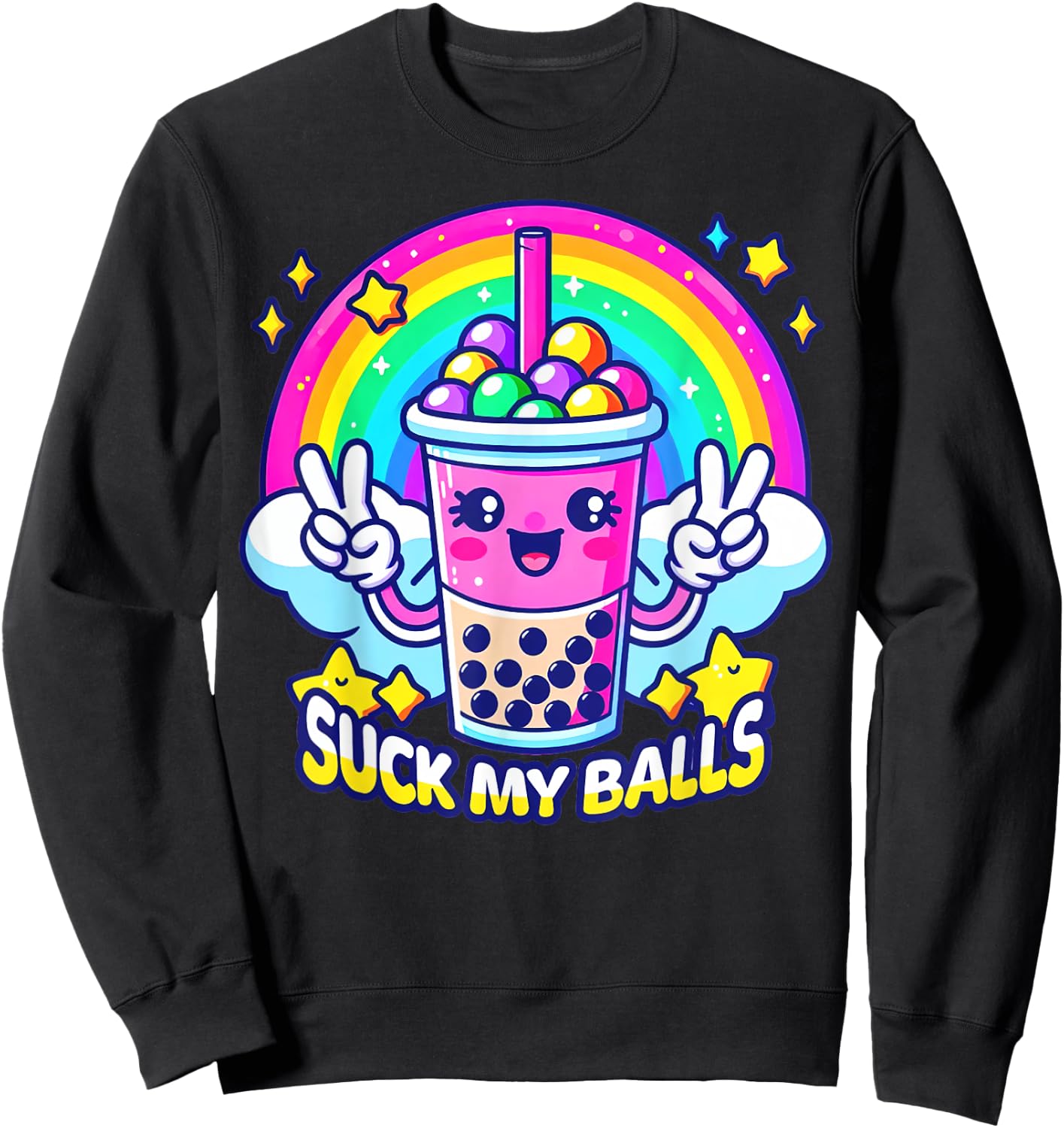Suck My Balls Funny Boba Tea Sweatshirt - Sweatshirt | Black