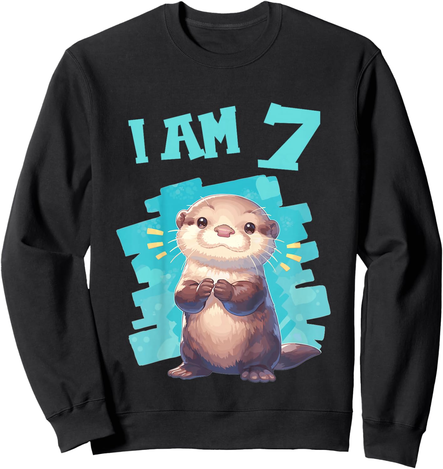 7 Years old 7 birthday Otters Boy Girl Otter Sweatshirt - Sweatshirt | Black