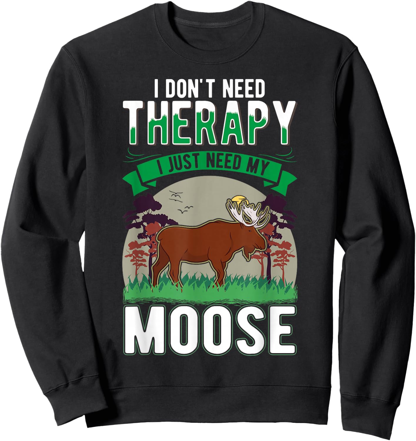 Moose Therapy Moose Antler Scandinavia Moose Sweatshirt - Sweatshirt | Black