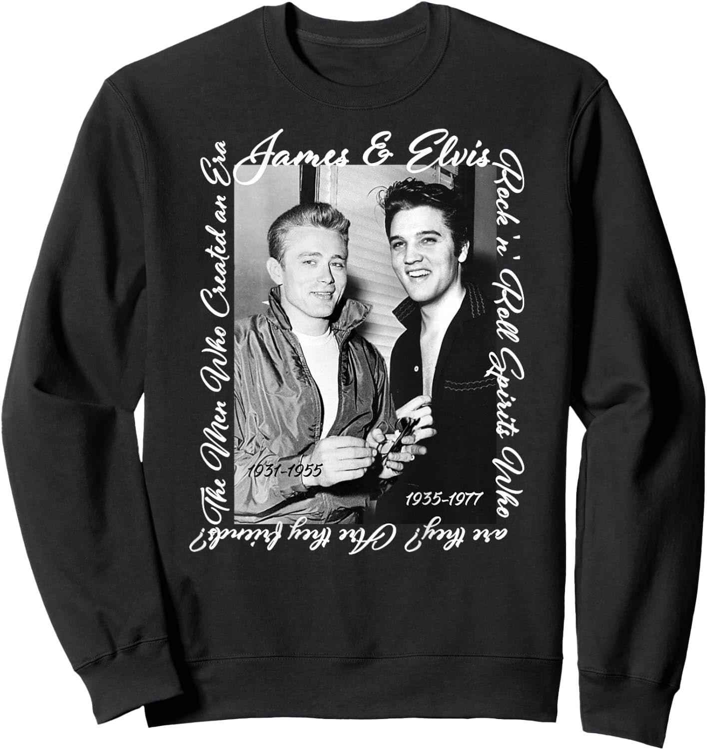 James Dean_Elvis Presley_Back Printed , black Sweatshirt - Sweatshirt | Black