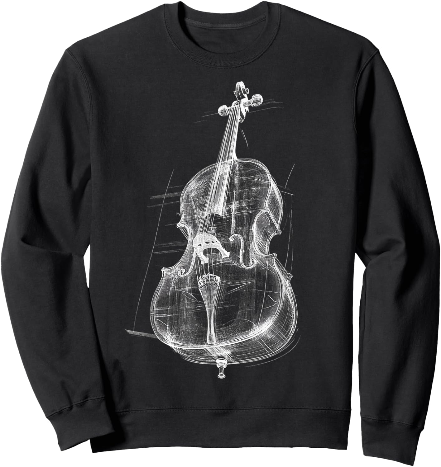 Cello Music Instrument Motif Illustration Cello Sweatshirt - Sweatshirt | Black